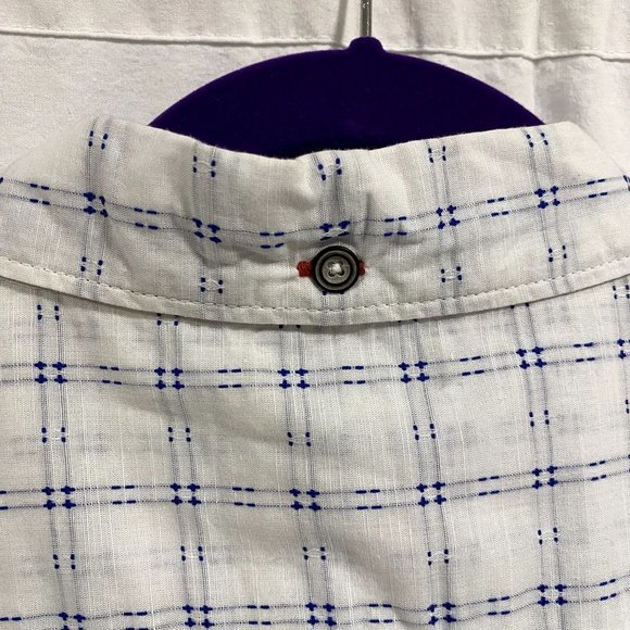 Carbon 2 Cobalt Blue White‎ Checked Short Sleeve Cotton Shirt Men's Size L - Picture 3 of 6